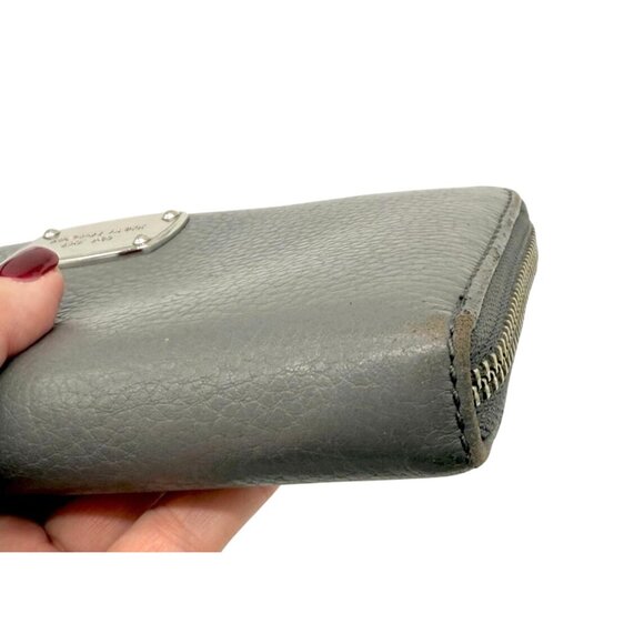 Michael Kors Jet Set Continental Wallet in Gray Pebbled Leather w/ Silver Hardwa - Picture 5 of 10